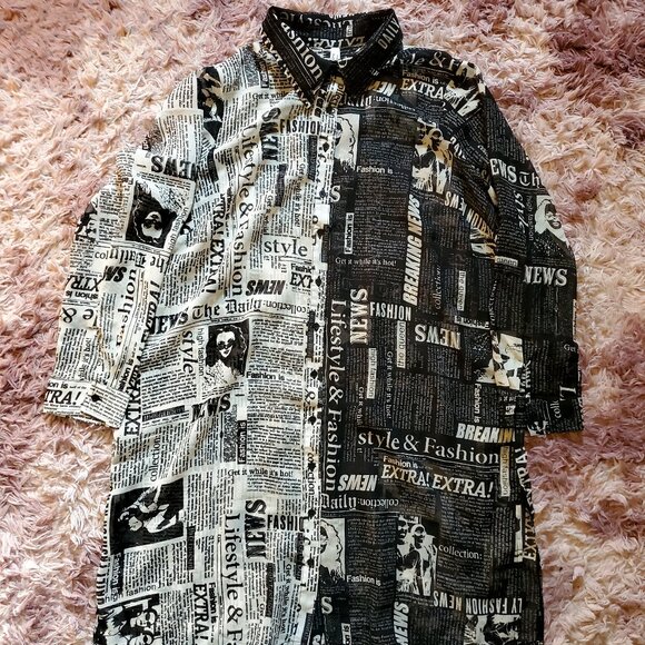 Live 4 Truth Black and White Button Down Sheer Tunic/ Sheer Dress with Collar - Picture 1 of 3